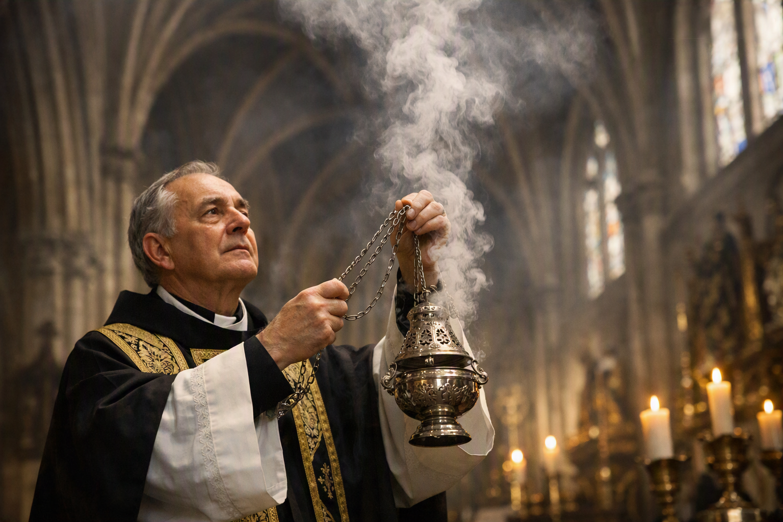 Prêtre et encensoir